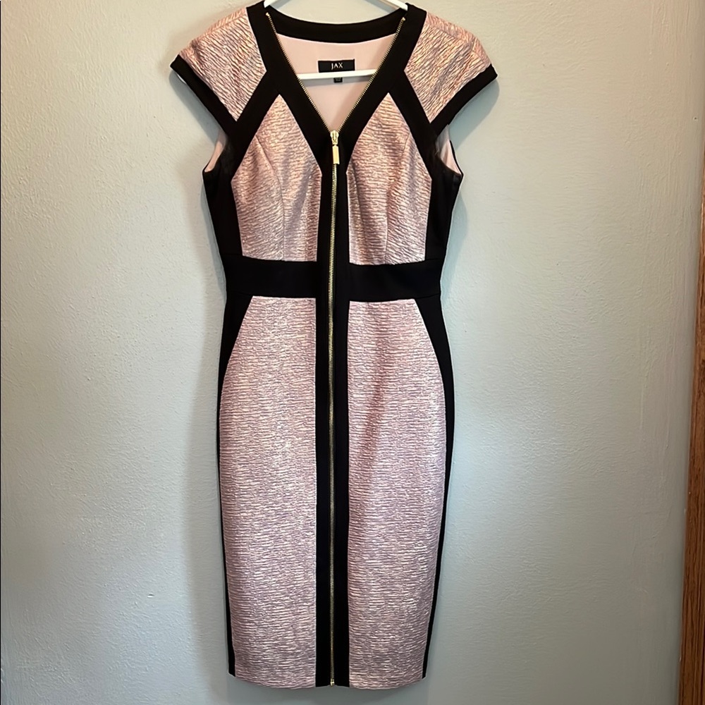 Jax metallic blush and black zip dress
